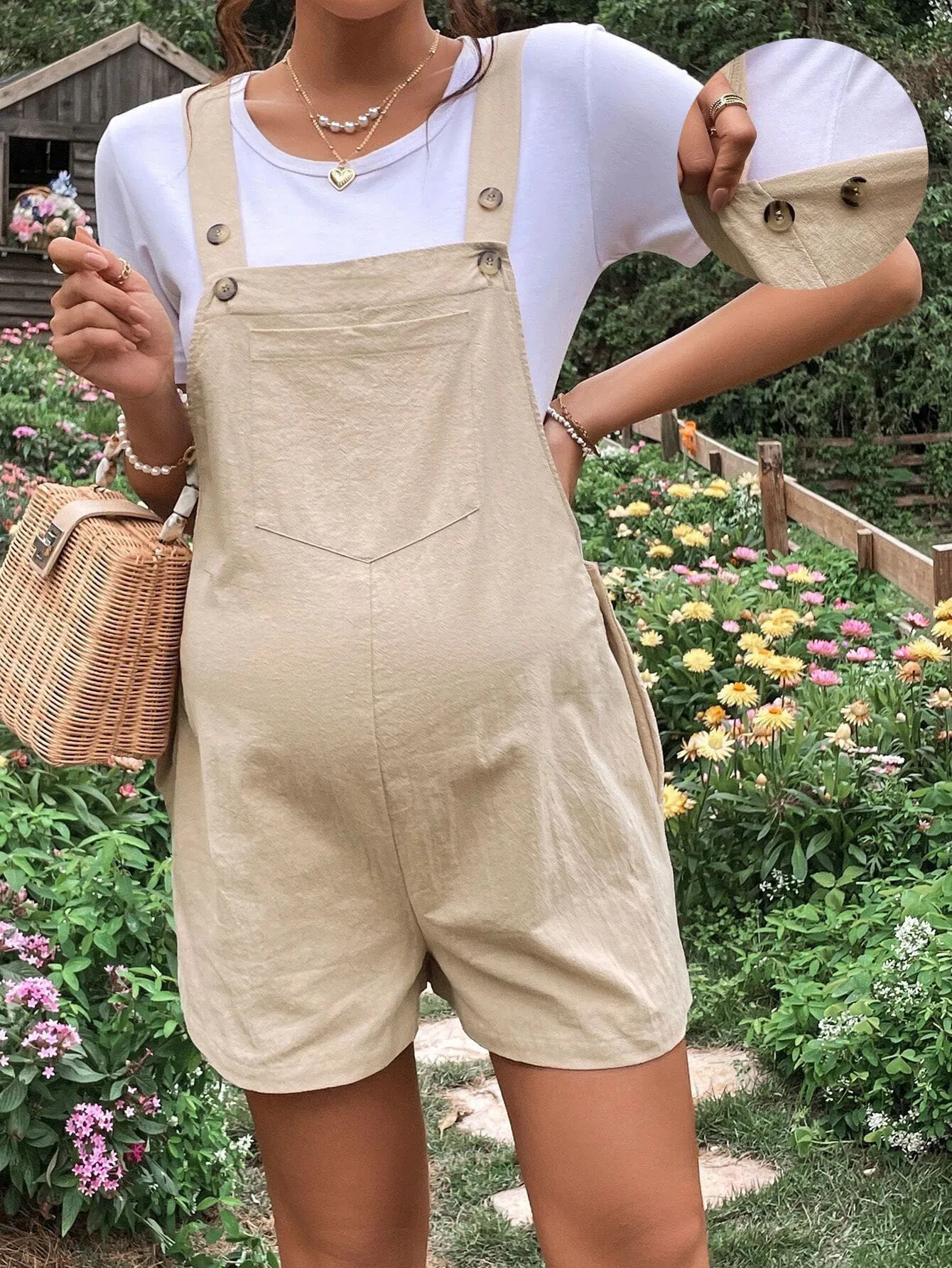 

Casual Maternity Shorts Airy Adjustable Waist Maternity Shorts Soft Light Stretch Maternity Shorts Zip Strap Bump Pants