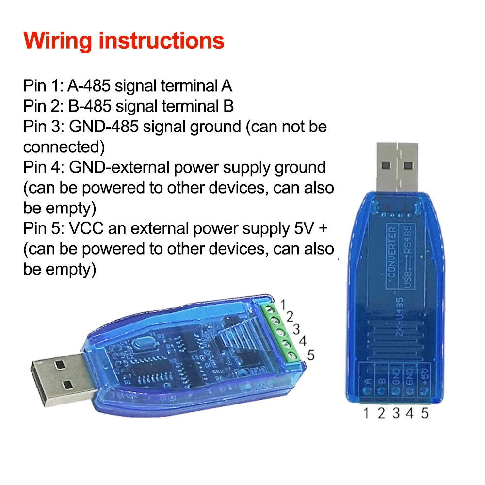 USB to RS485 5V Communication Module Non-Isolated Industrial Grade Serial Converter TVS/ESD Protection CH340