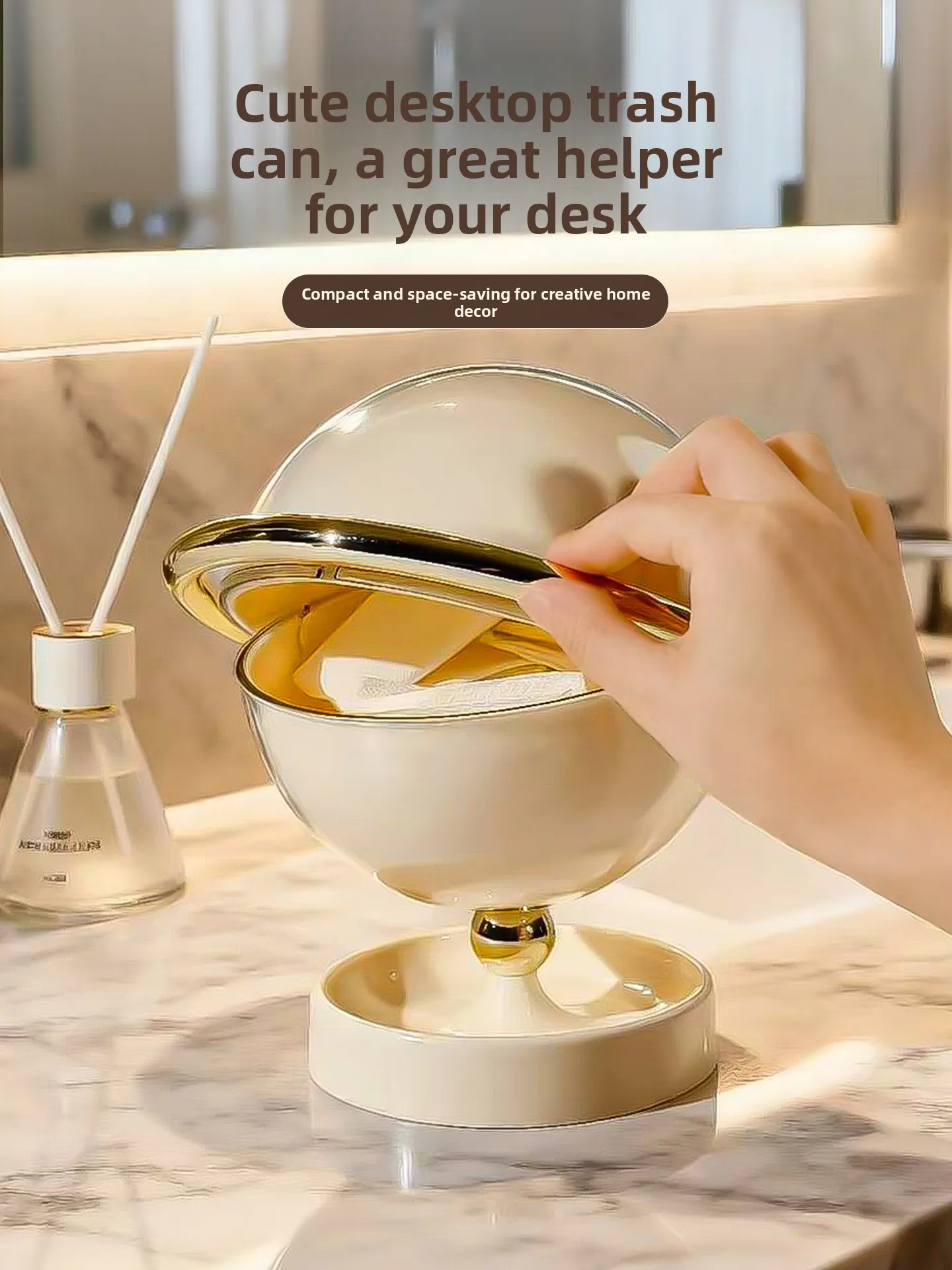 

Милая круглая настольная корзина для мусора в форме звезды из пластика для дома, спальни, гостиной, с откидной крышкой, для бумаг