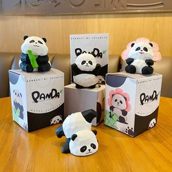 Panda Ornament Resin Wood Carving Style Creative and Exquisite Panda Flower Home Desktop Decoration Gift