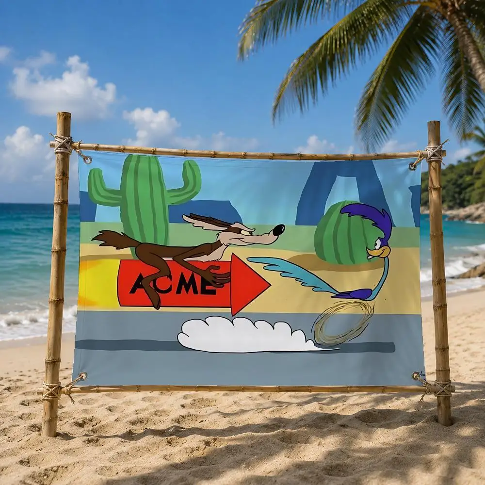 Road Runner Looney Tunes Flags Room Bedroom Home Outdoor Wall Hanging Concert Printed Background Decoration Art Banne