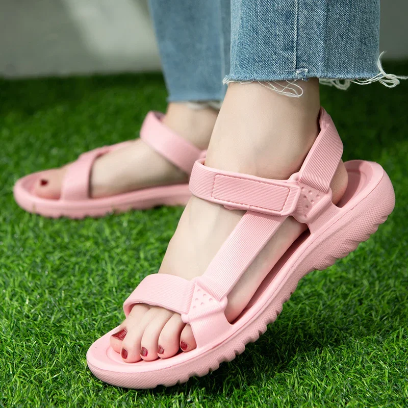 Sandalias para mujer, tendencia de verano, antideslizantes, resistentes al desgaste, ligeras, planas de EVA para mujer, zapatos de playa al aire libre para mujer