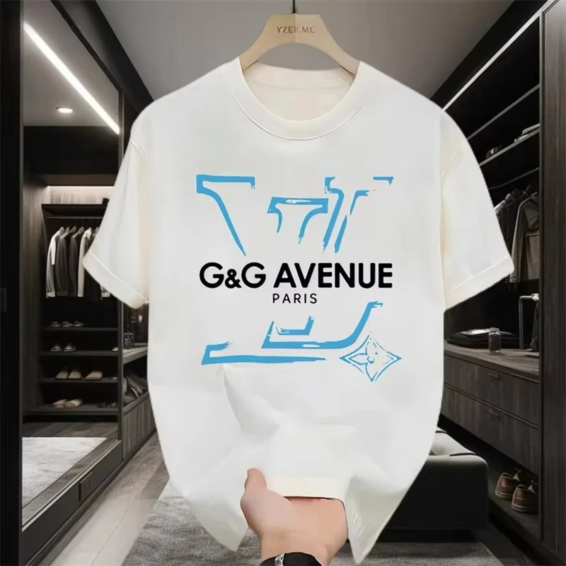 

2025 New European and American Light Luxury Trendy Brand Short-sleeved T-shirt Men's and Women's Casual Round Neck Loose T-shirt