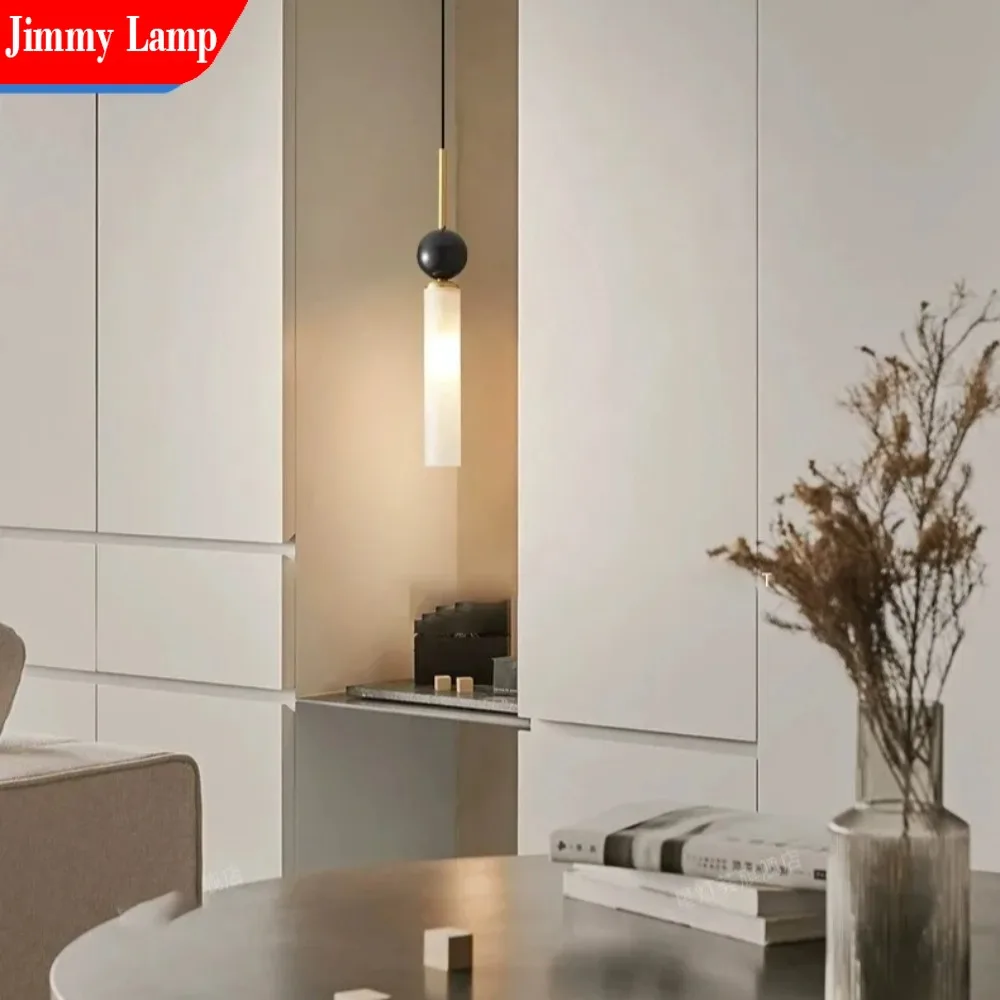 

Jimmy Modern minimalism LED White Black Marble Chandelier Pendant Lamp for Bedroom Bedside Living Room Corridor Home Decor
