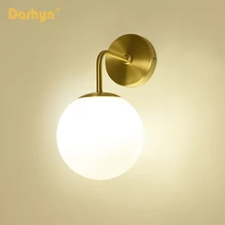 Nordic Wall lamp Golden Wall Lights With Milky Special Glass Round Ball For Home Indoor Decor Bedroom Bedside Wall Lights