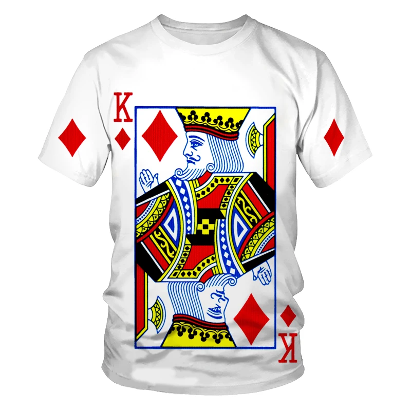 Playing Cards 3D Printing Men\'s And Women\'s Fashion T-shirt Plum K Poker Harajuku Street Clothing Kids Boys Comfortable T Shirt