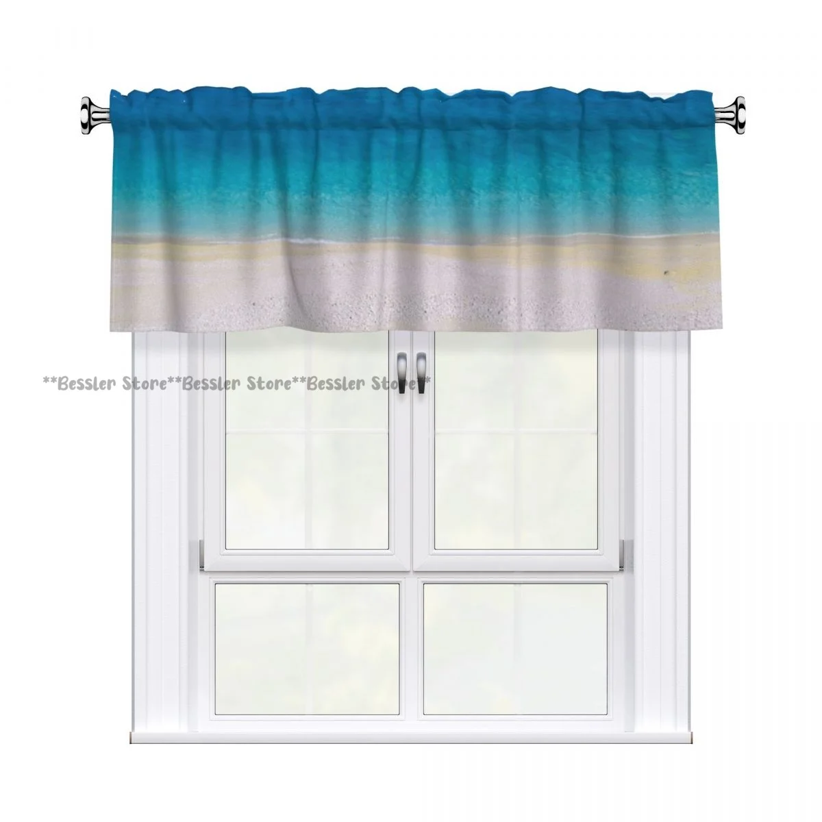 

Короткая плотная кухонная занавеска Sea Beach Blue Myrtos, 54 x 18 дюймов