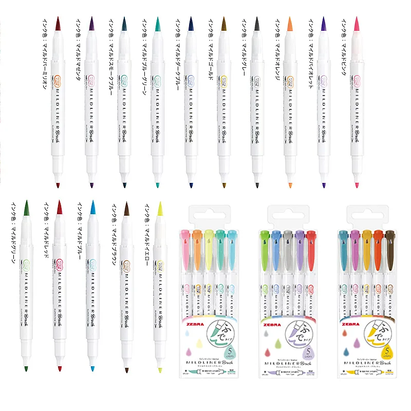 25 لون زيبرا Mildliner علامات تمييز WFT8 MILDLINER قلم طلاء بالألوان المائية subrayadores مضان فرشاة تلميح علامات