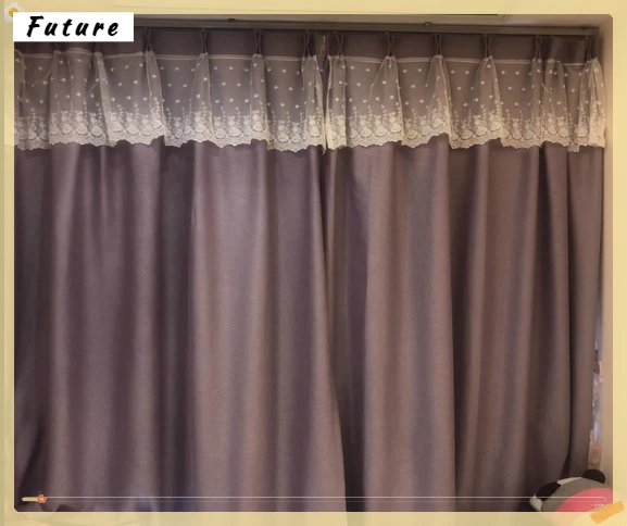 

Fully Blackout Lace Girl High Blackout Curtains for Bedroom with Decorative Head Hook Type Master Bedroom Window Drapes Chenille