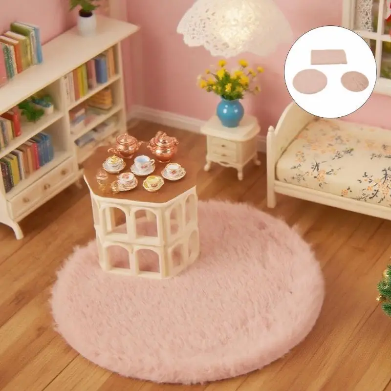 

U13F 3PCS Doll House Miniature Carpet Furniture Decorative Floor Mat Small Rug Figure