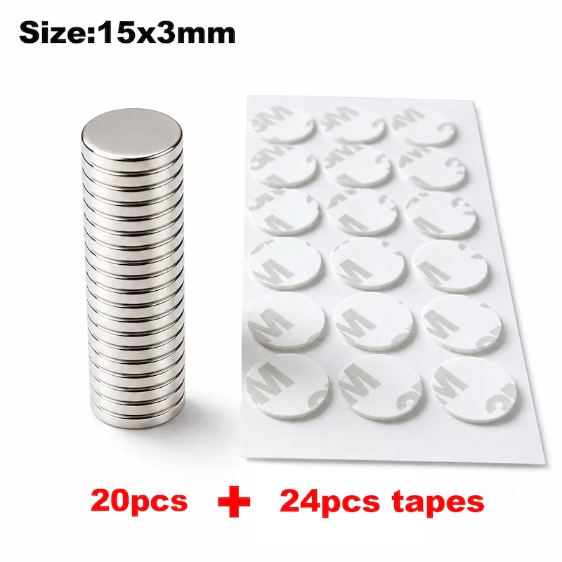 10/12/15/20mm Starke Magnete mit Doppelseitigem Klebeband Runde Permanente Leistungsstarke Neodym-Scheiben für Kühlschrank Basteln Aufkleber