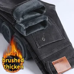 Herbst und Winter Plüsch Wolle koreanische Mode Männer Röhrenjeans Männer gebürstet Denim Fleece schlank halten warm dicke Hosen Hosen Jeans