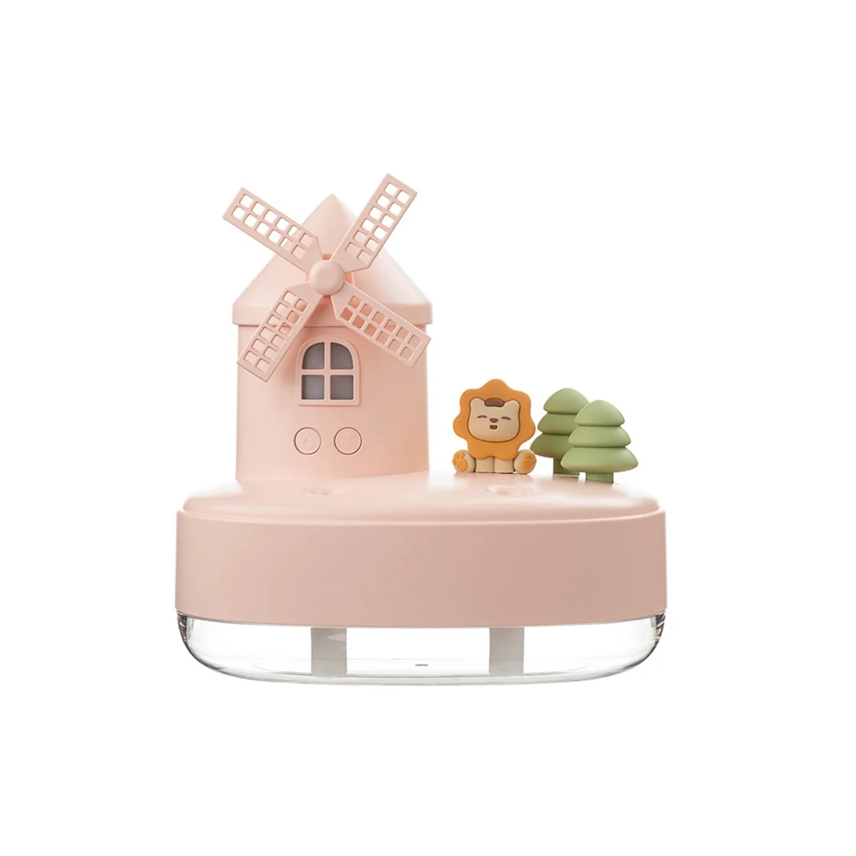 

Windmill Humidifier Mini Desktop Cute Pet Humidifier Cool Mist Humidifier with Music Box and Night Light(Pink)