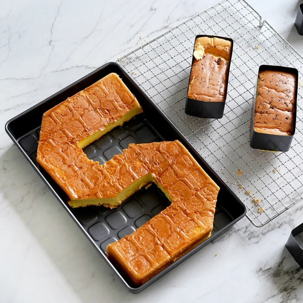 10 قطعة أداة الخبز غير عصا الأبجدية عدد مقلاة خبز سهلة التشكيل لتقوم بها بنفسك قالب الكعكة الكربون الصلب صينية الخبز فرن