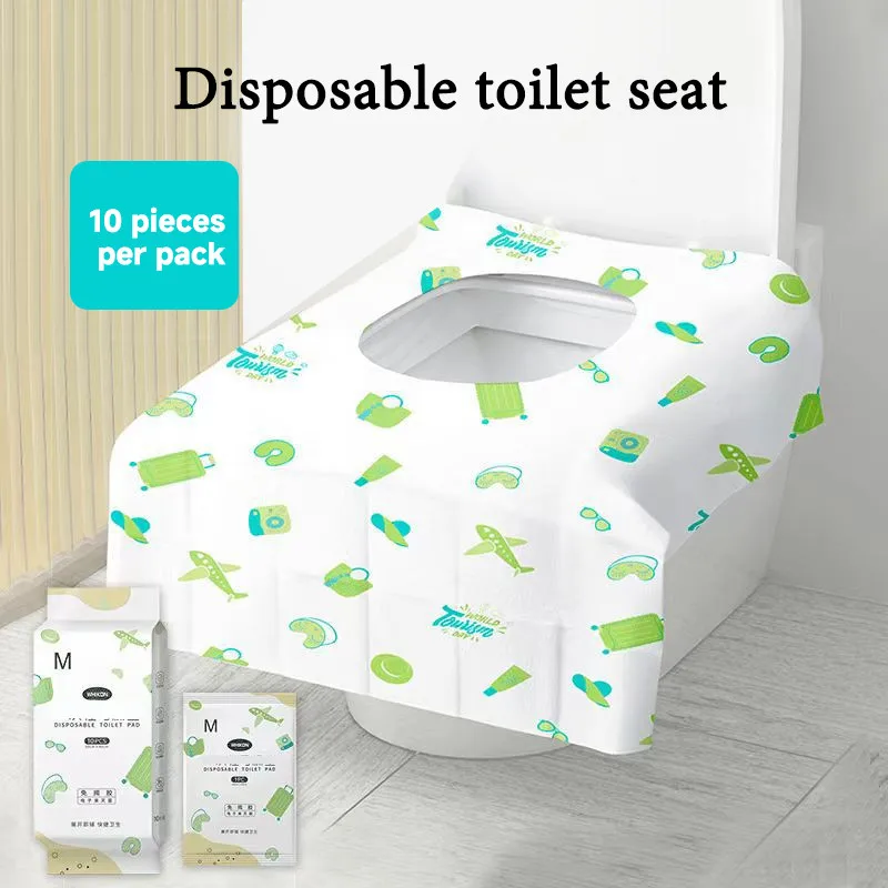 1 Pack of 10 Disposable Toilet Pads for Offline Business Trip Hotels, Independent Packaging, Adhesive Household Waterproof Thick