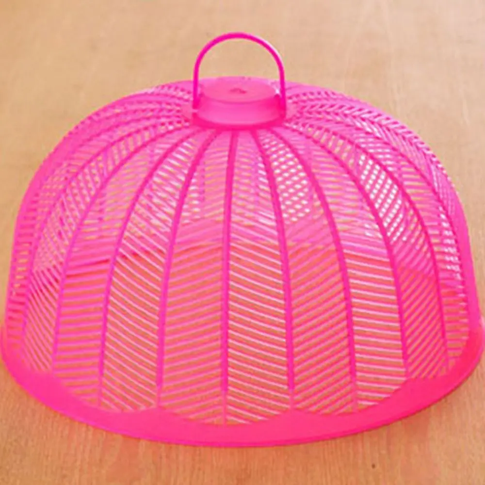 Portable Plastic Food Cover Round Dustproof Dish Protector Anti Mosquito Fly Breathable Vegetable Cover Home Kitchen