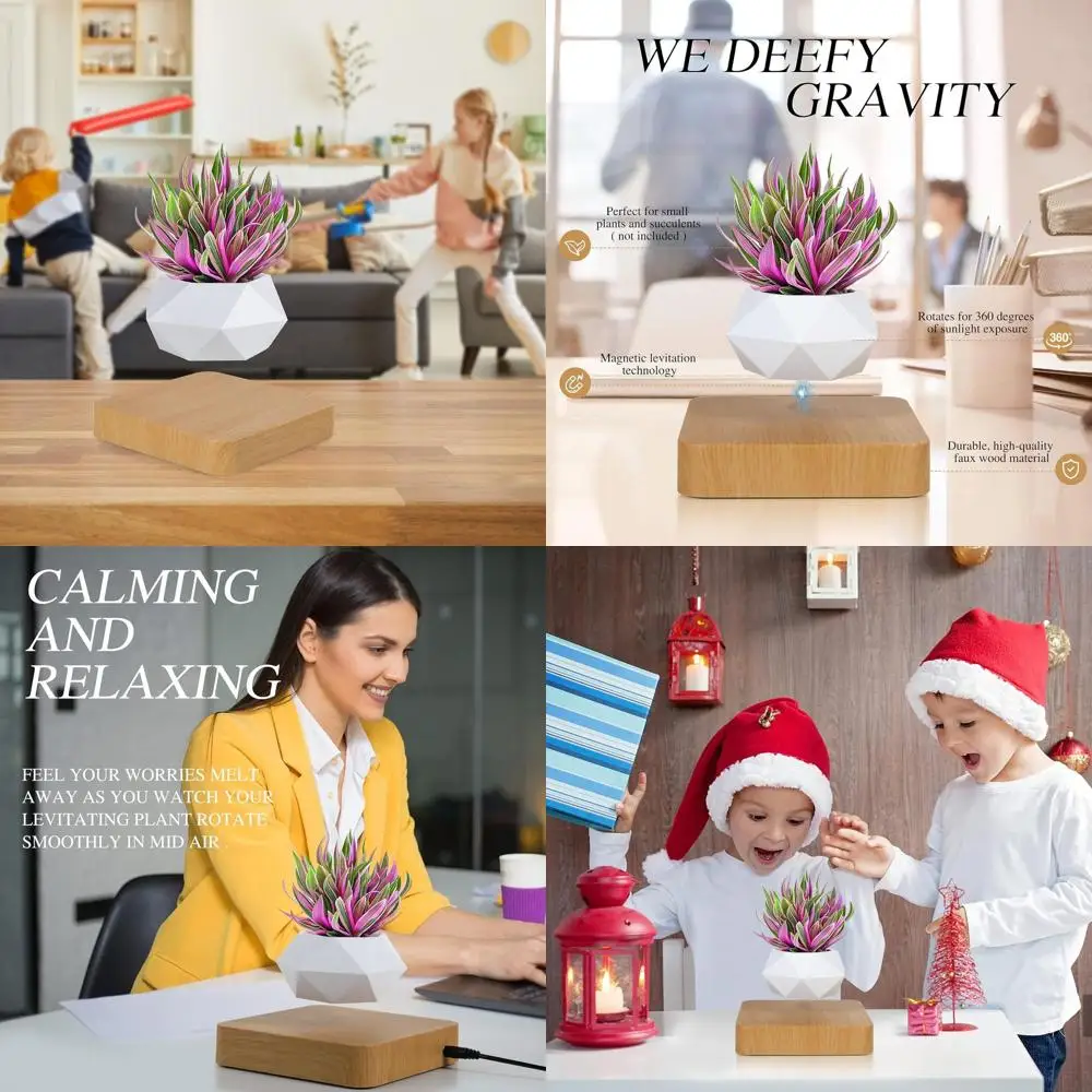 

Elevating Air Bonsai Pots, Stylish Desk Planters, Rotating Lower Pots for Home Garden Decor (Light Color)