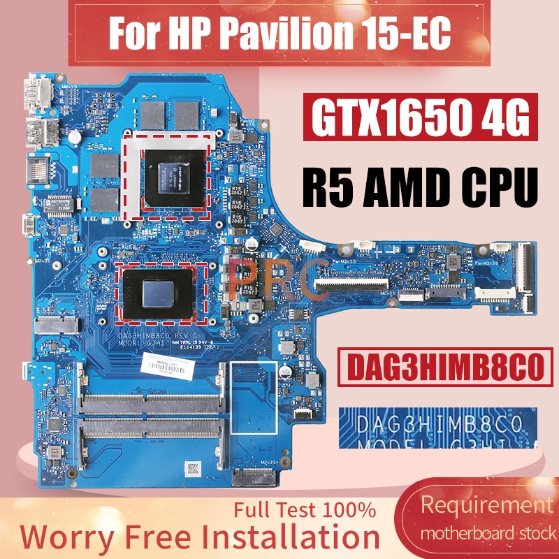 DAG3HIMB8C0 For HP Pavilion 15-EC Laptop Motherboard M43252-601 R5-000296 GTX1650 4G N18P-G61-MP2-A1 Notebook Mainboard