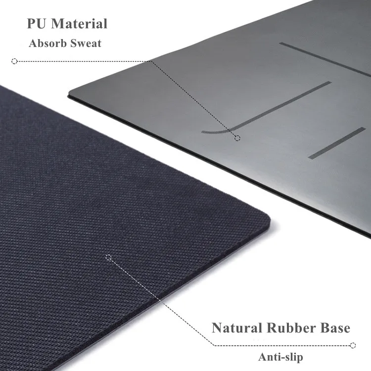 Custom PU Rubber Yoga Mat With Alignment Lines Non Slip Fitness Exercise Matpromote sales