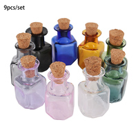 9pcs Cute Rectangle Mini Glass Bottles with Cork Stopper Tiny Decorative Wishing Jars Small Containers for Wedding Favors