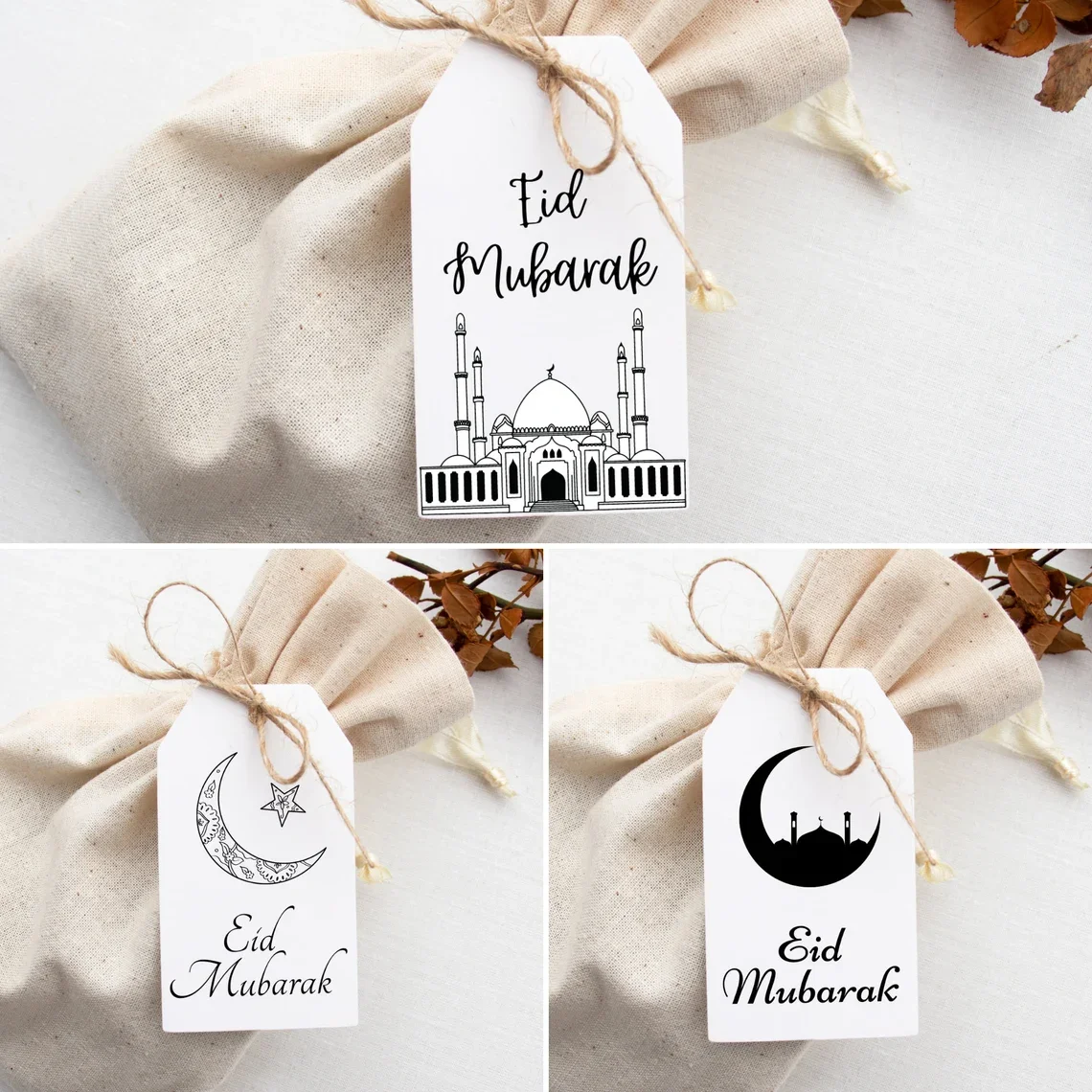 2025 Set of 30 Eid Mubarak Gift Tags Eid Mubarak Tissue Paper Ramadan Decor Gift for Eid Al-Adha Item Supplies Party Favor Item