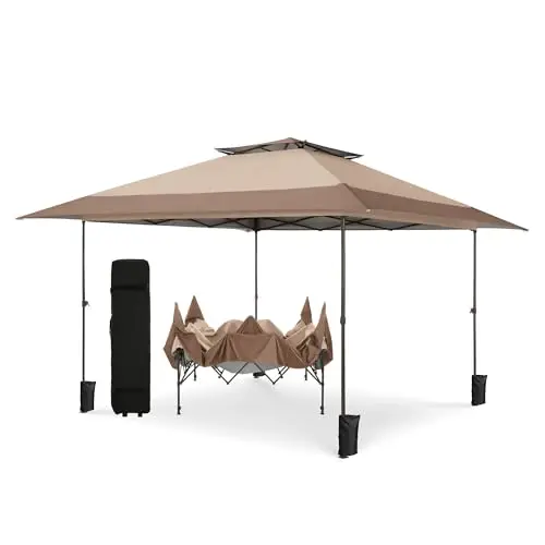 13x13 Pop up Canopy Tent, Instant Outdoor Easy One Push Tents | Easy Set Canopies with Wheeled Carry Bag, Straight Legs
