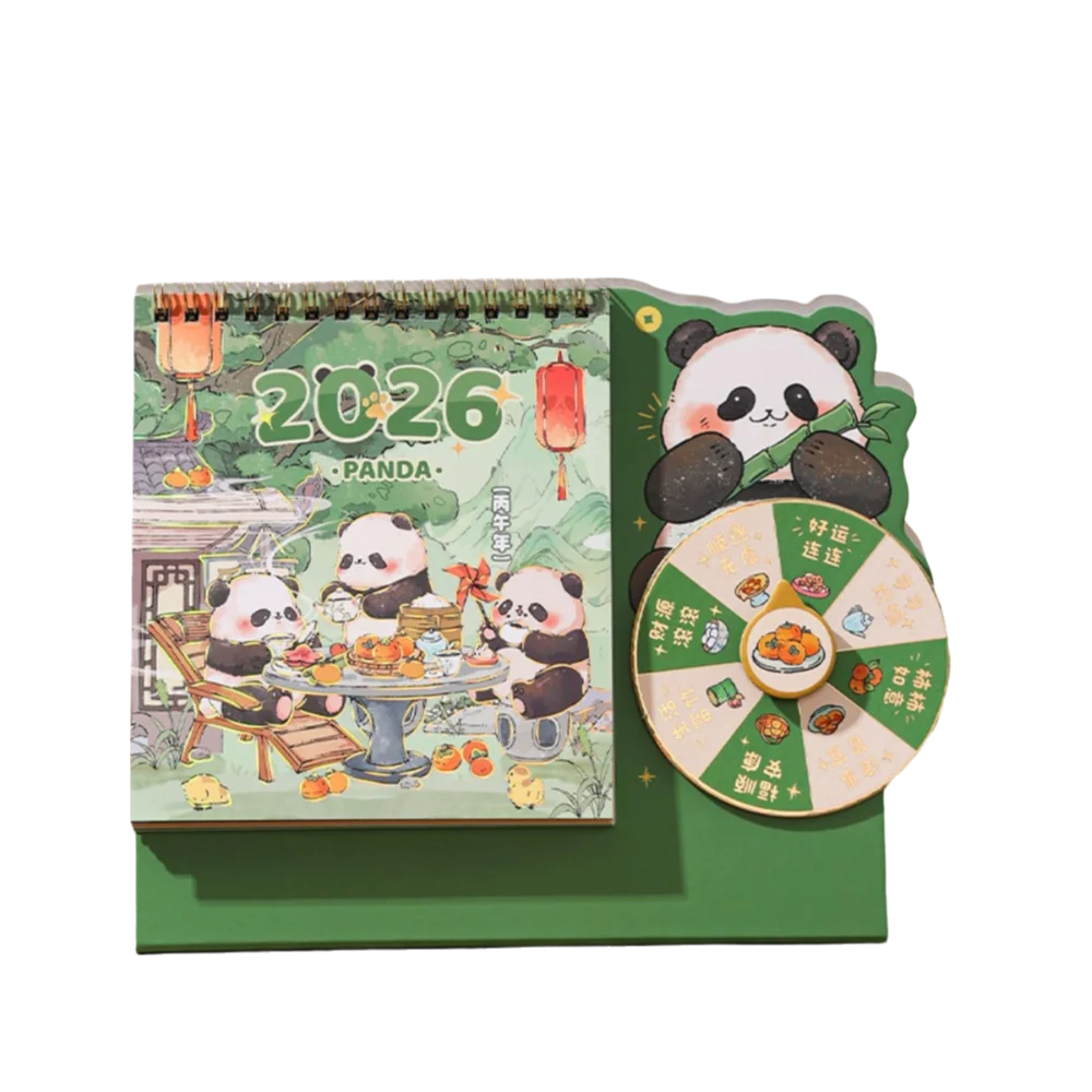 

Китайский стиль мультфильм панда новогодний настольный календарь двойная катушка толстый поворотный настольный календарь 3D отрывной календарь подарок