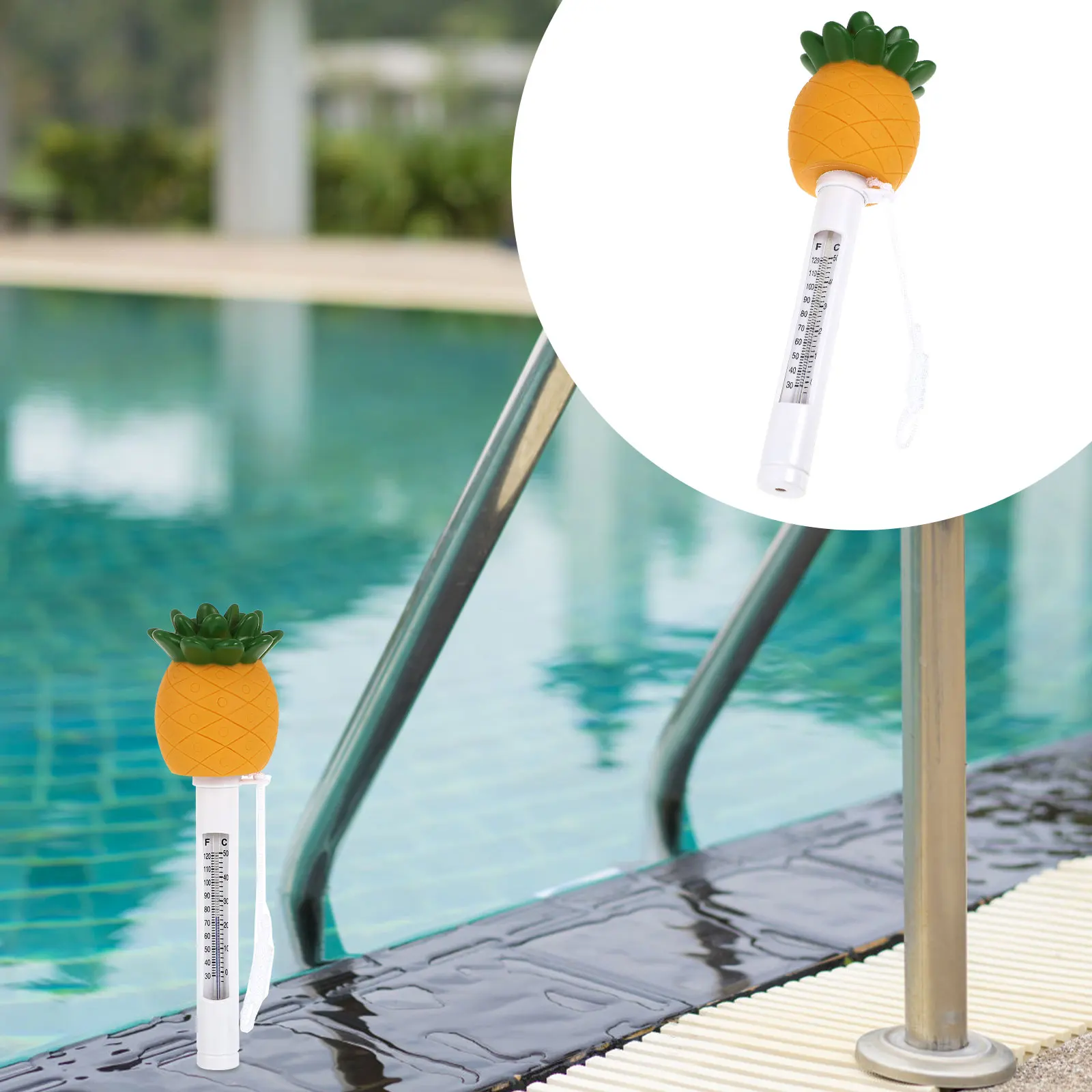 

Plastic Pineapple Thermometer Floating for Pool Bath Kids Cartoon Shape High Definition Display Scale Home Decor
