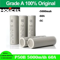 Original Molicel P50B 5000mAh 21700 Rechargable Battery 60A High Discharge INR21700 Li-ion Batteries 5C Low Temperature Cells