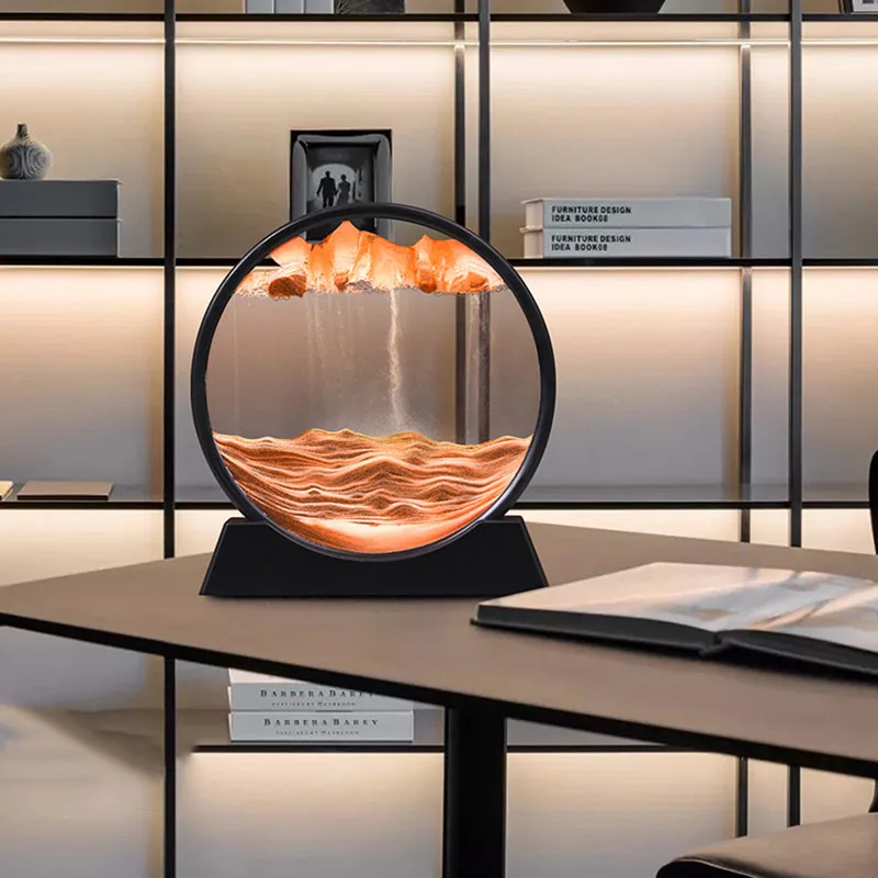 Criativo 3D Movendo Areia Ornamento De Arte, Decorações De Casa, Ampulheta Líquida, Fluxo Sandscape De Areia, Areia Movediça Presentes, Room Desk Decor