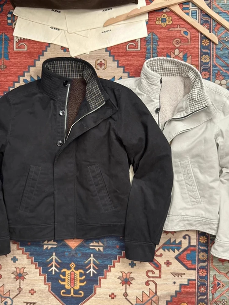 

Хлопковое мужское пальто в стиле ретро с американской талией, зимнее теплое пальто с воротником-стойкой, молодежное пальто свободного покроя, длинное свекло