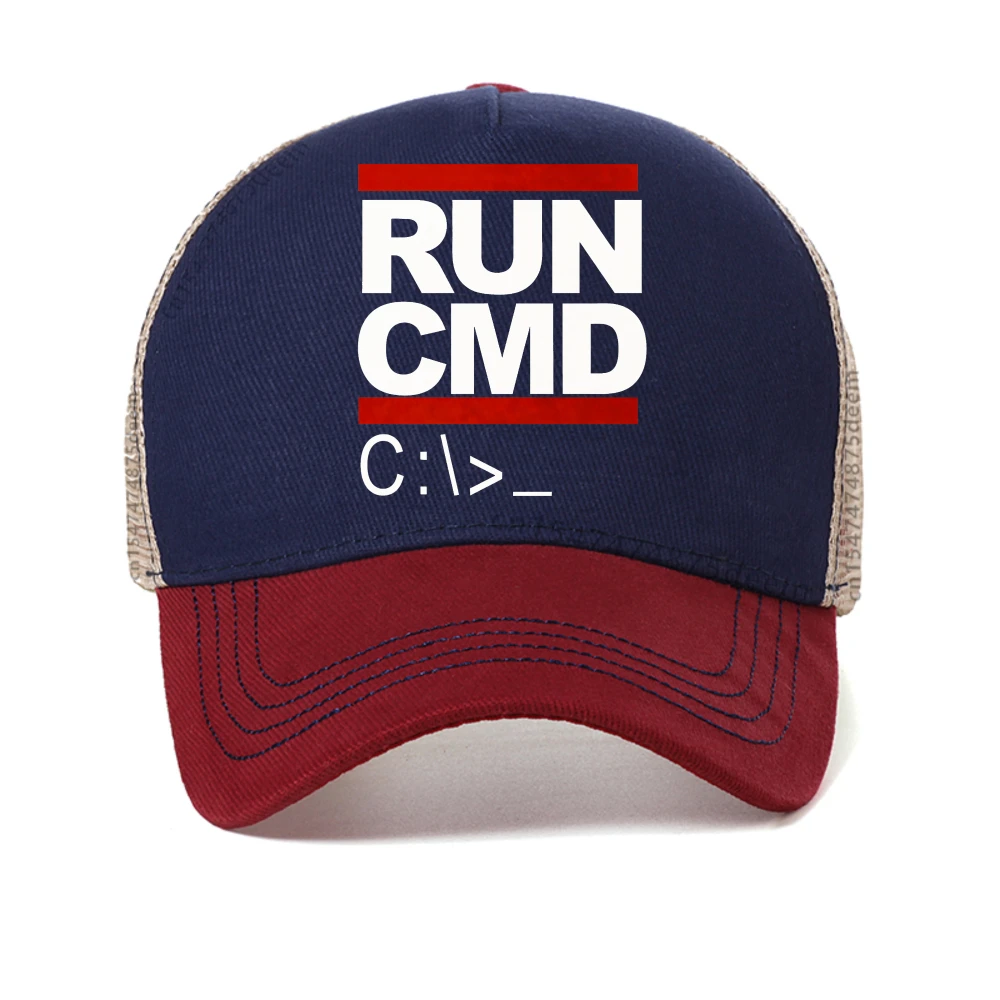 Run Cmd Computer Programmer baseball cap Funny Birthday Gift For Man Boyfriend Husband Summer sun caps Outdoor mesh sports hats