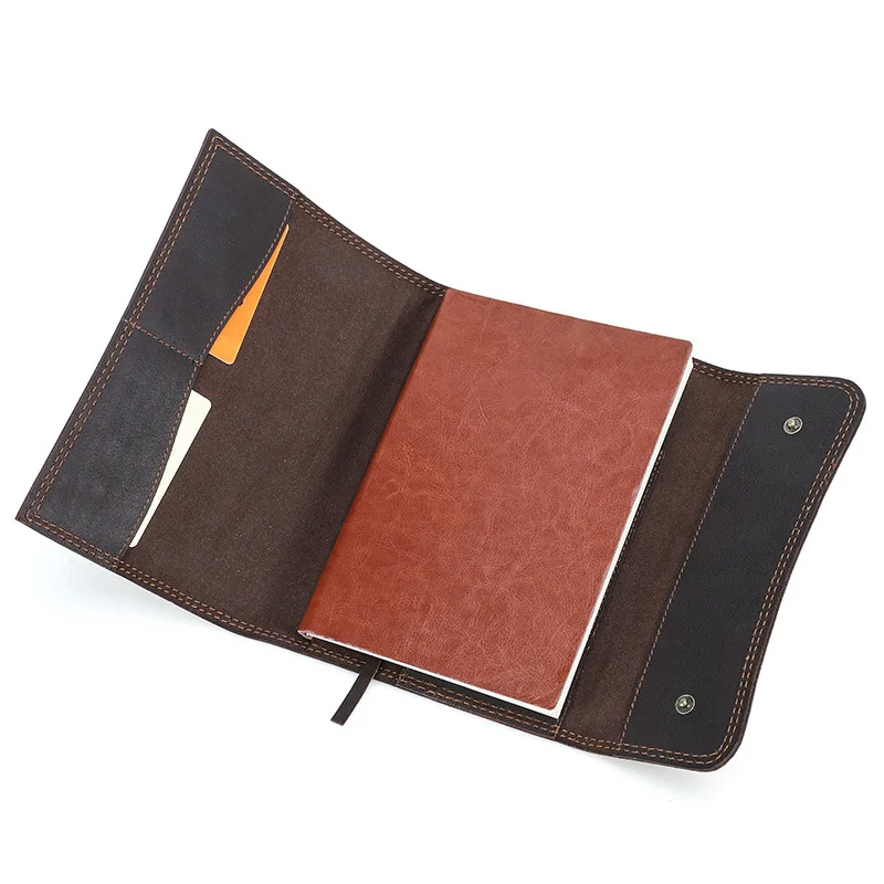 Custodia per notebook flip A5 B5 in pelle pieno fiore caffè vintage fatta a mano per materiale scolastico di cancelleria per l'organizzazione dell'ufficio
