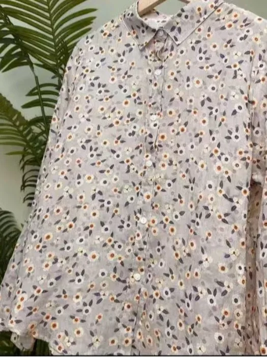 Autentico 2025 Inizio autunno Artistico Stampa retrò Cotone Lino Lungo Sve irt Colletto sottile traspirante Faion da donna