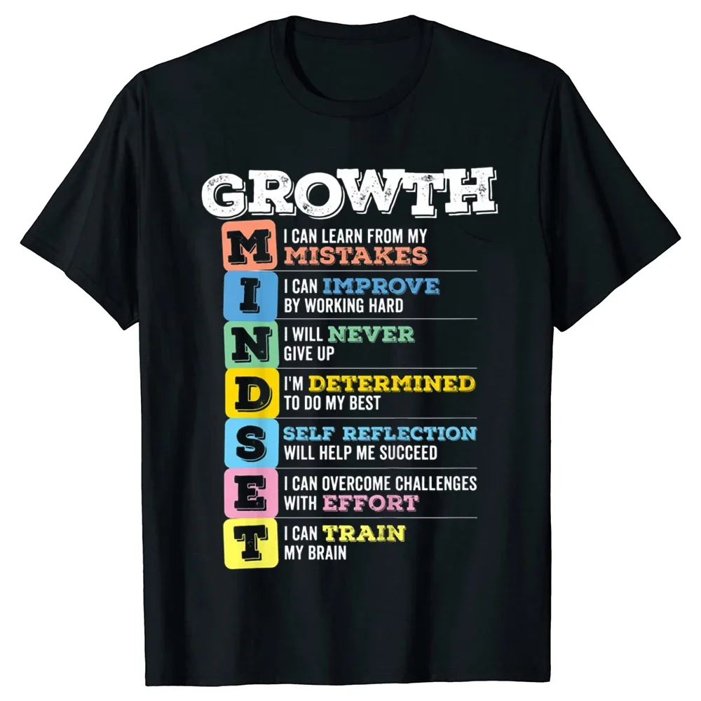 Growth Mindset Classroom Brain Motivation T Shirts Graphic Cotton Streetwear Short Sleeve Birthday Gifts Summer Style T-shirt