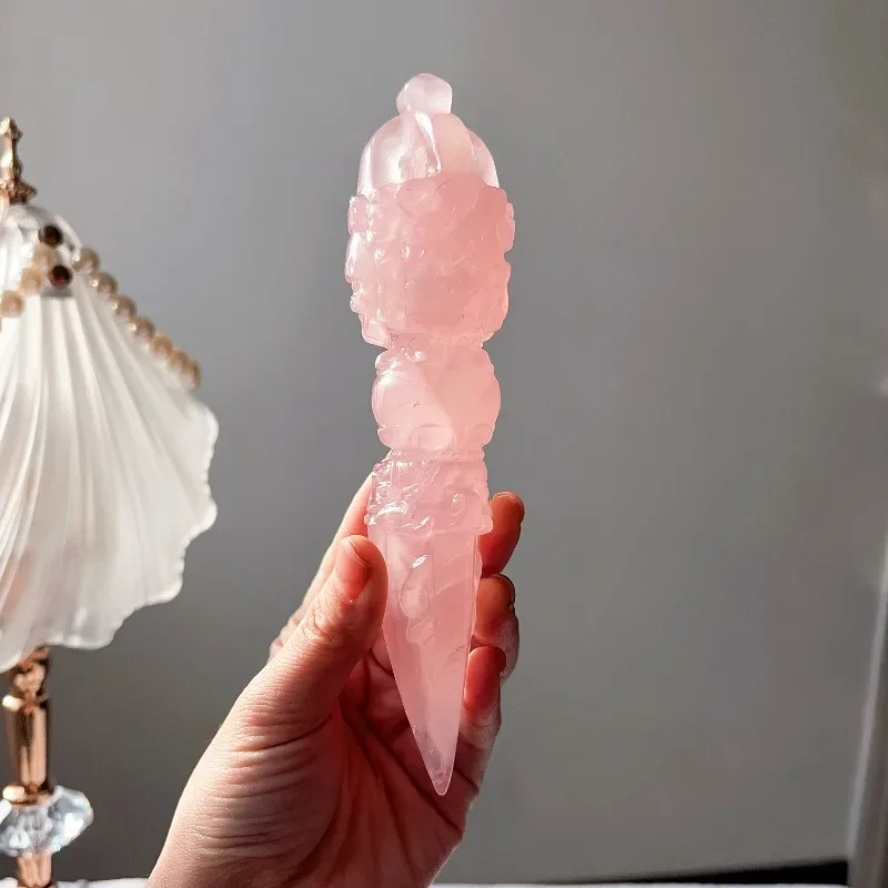 Mozambique powder crystal large Puba gang rough stone carving Tibetan magic tool just cast magic pestle ornament