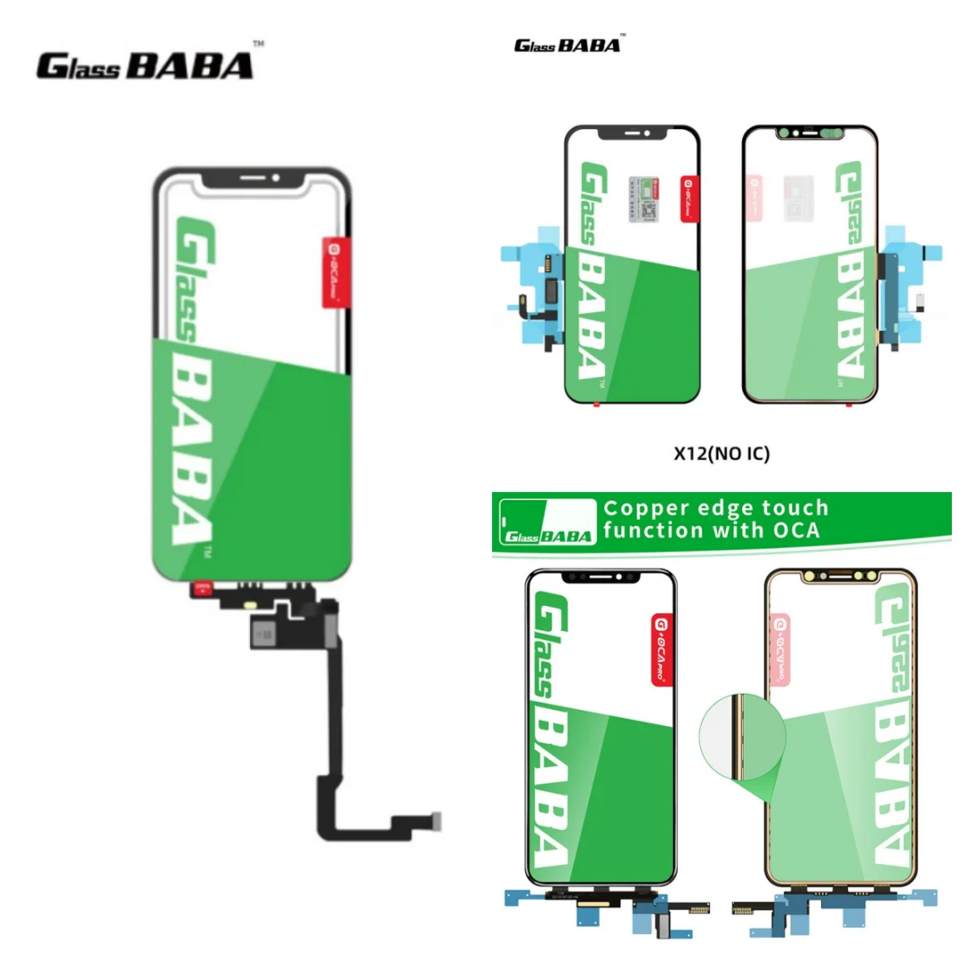 

5Pcs GLASS BABA G+OCAPRO Long flex NO IC Touch Sensor Glass Frame+OCA Glue+Dust Gauze For iPhone 11 12 PRO X XS Max Screen Cover
