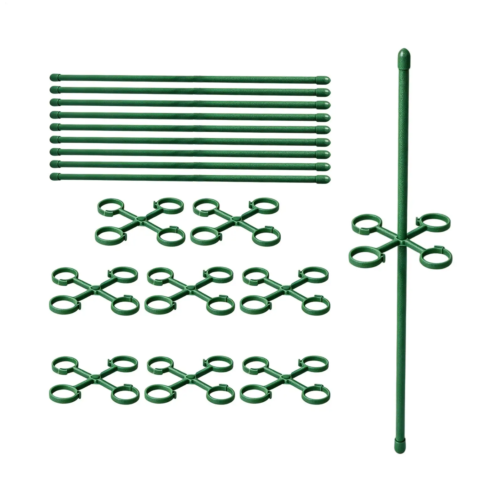 10pcs Plant Support Poles Fixed Supports Green Climbing Trellis Garden Flower Stakes For Raised Bed Flower Monstera Tomato