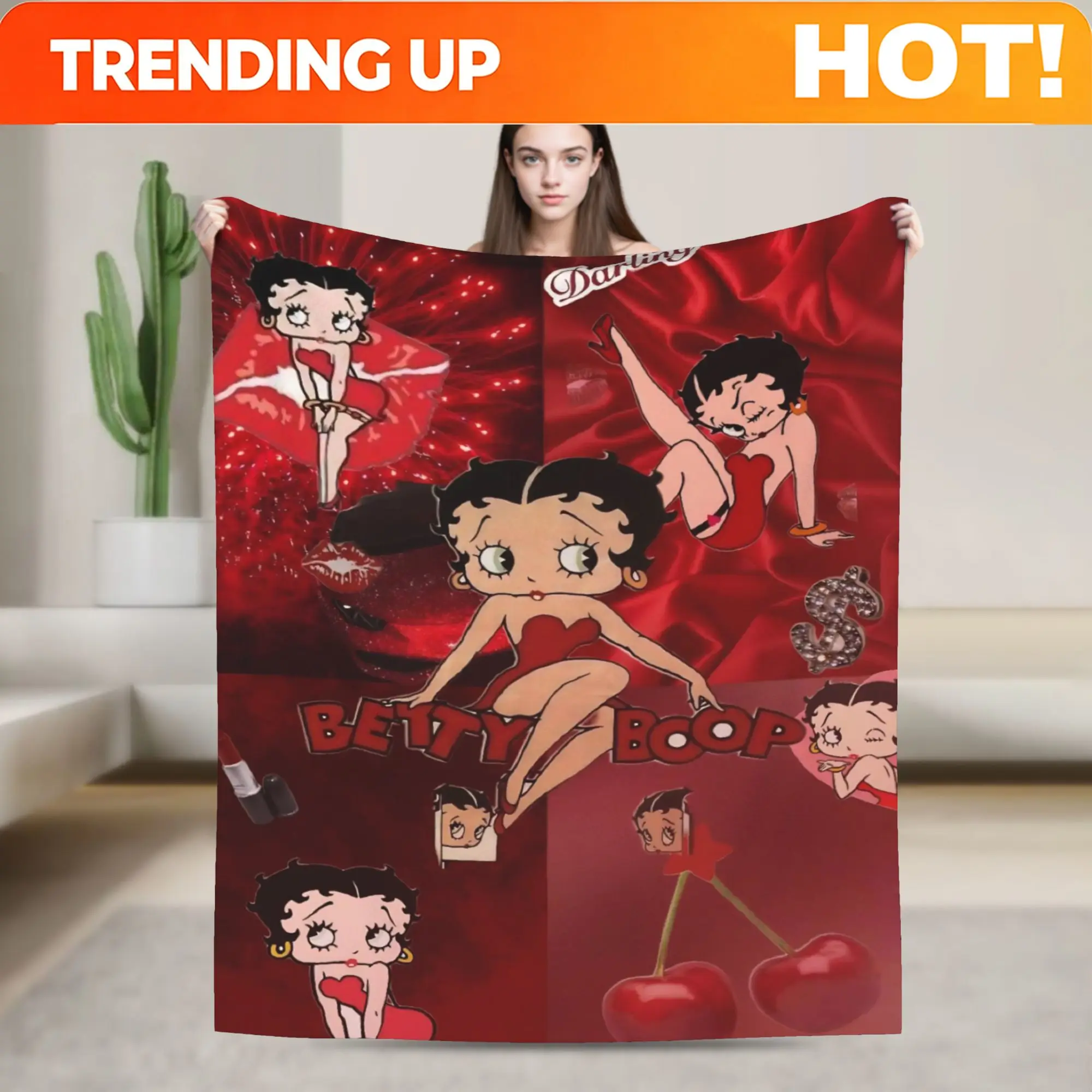 Customize B-Bettys Boops Blanket Multiple Sizes Super Soft Cozy  Throw Blankets for Sofa Couch and Bed