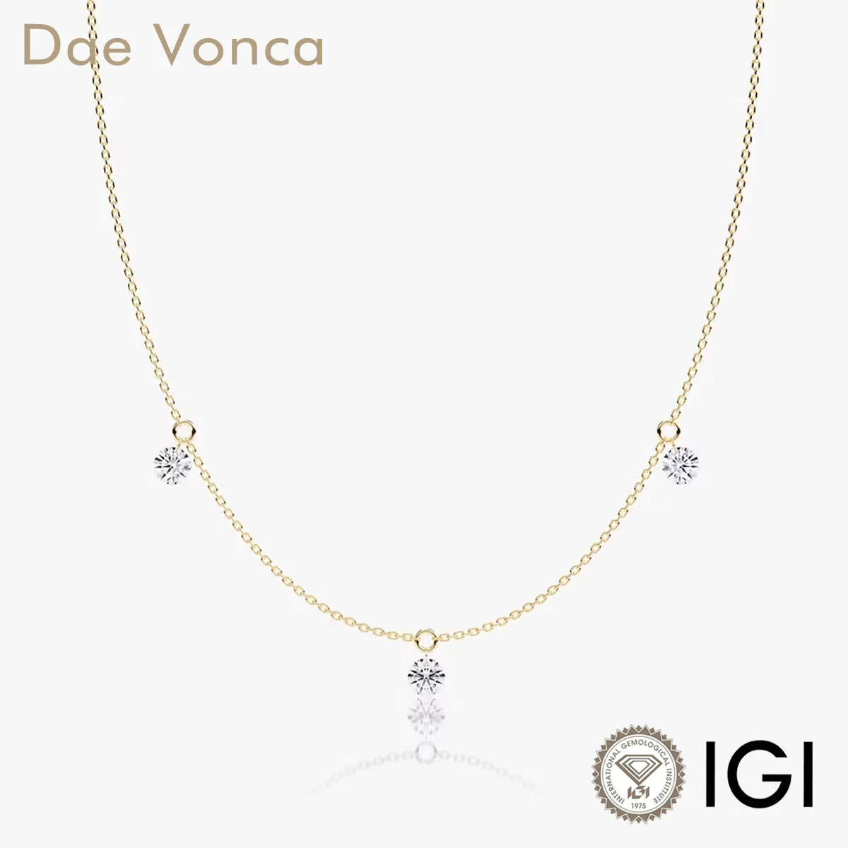 

Dae Vonca 3x0.25ct/3x0.5ct Lab Grown Diamond Floating Station 9K/14K/18K Yellow Gold Necklace Birthday Gift for Women