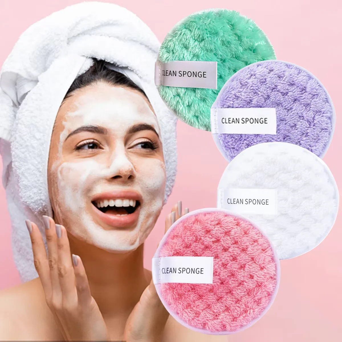 4pcs Makeup Remover Microfiber Cotton Pad Cosmetics Washable Makeup  Towel Cleaning Sponge Skin Care Tool Washcloth