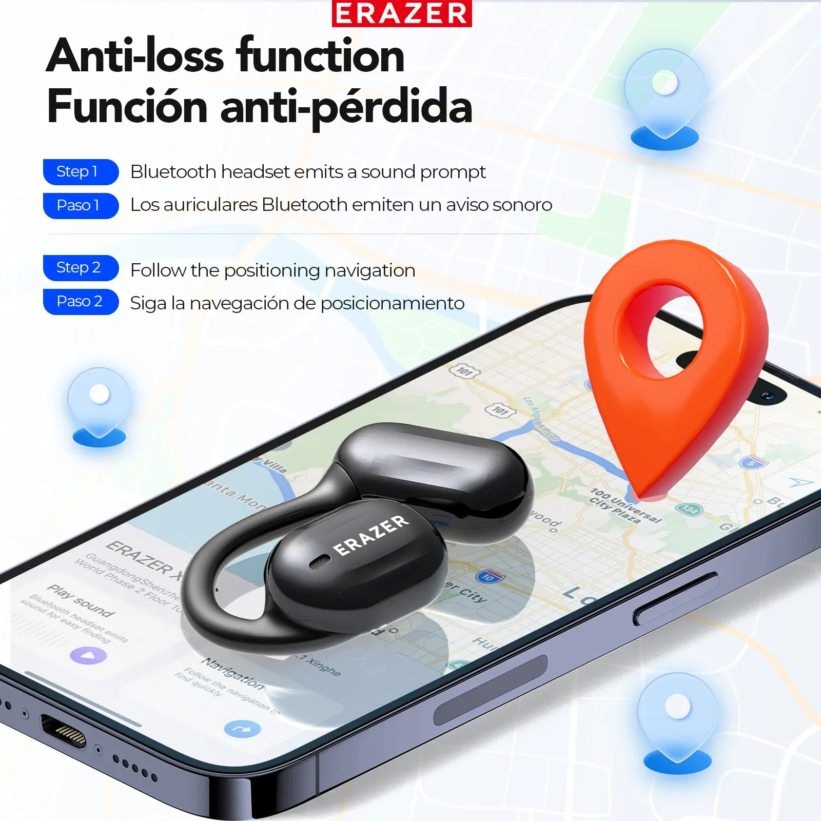 Erazer XP2 AI Translator Earphones Bluetooth 5.4 OWS Sports Wireless Headphones Color Screen Touch Support TF card Waterproof