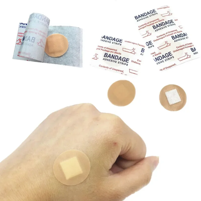 100 sztuk okrągły plaster do szczepienia opatrunek na rany taśma łatka dla dzieci dzieci paski gipsowe oddychające bandaże samoprzylepne