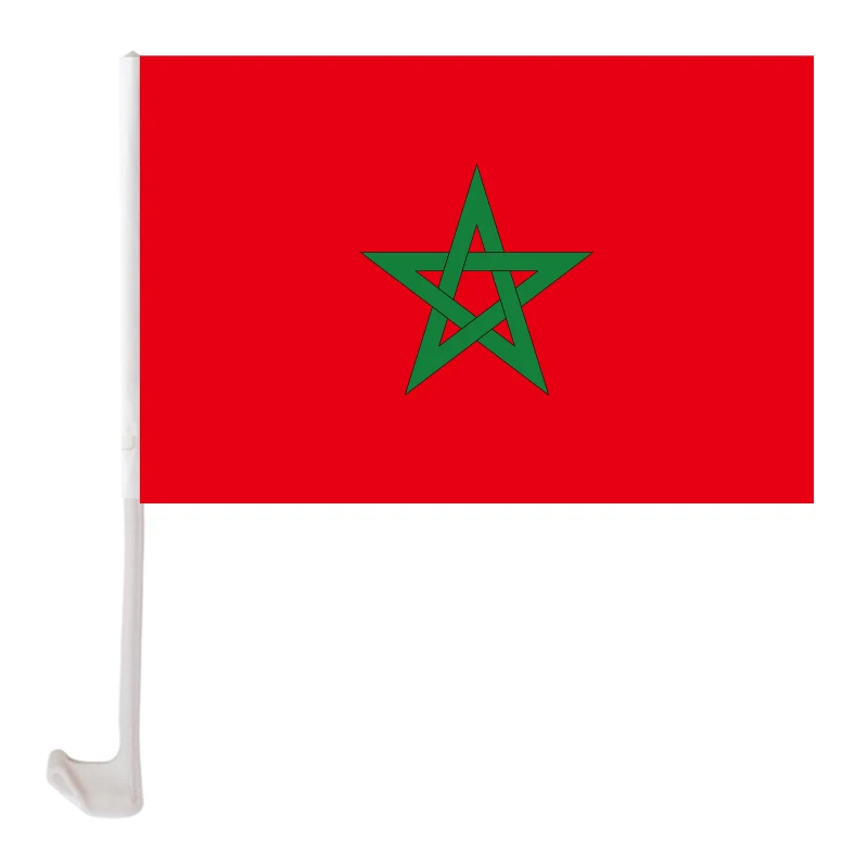 30x45cm Morocco car flag 12x18inch Morocco window flag bearer standard-bearer with plastic flagpole