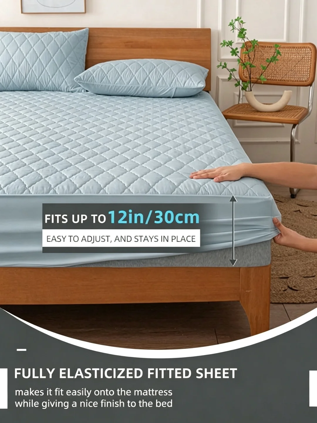 1 piece of blue quilted bedsheet, soft, breathable, and durable bed protection pad, for single, double, queen, and king beds