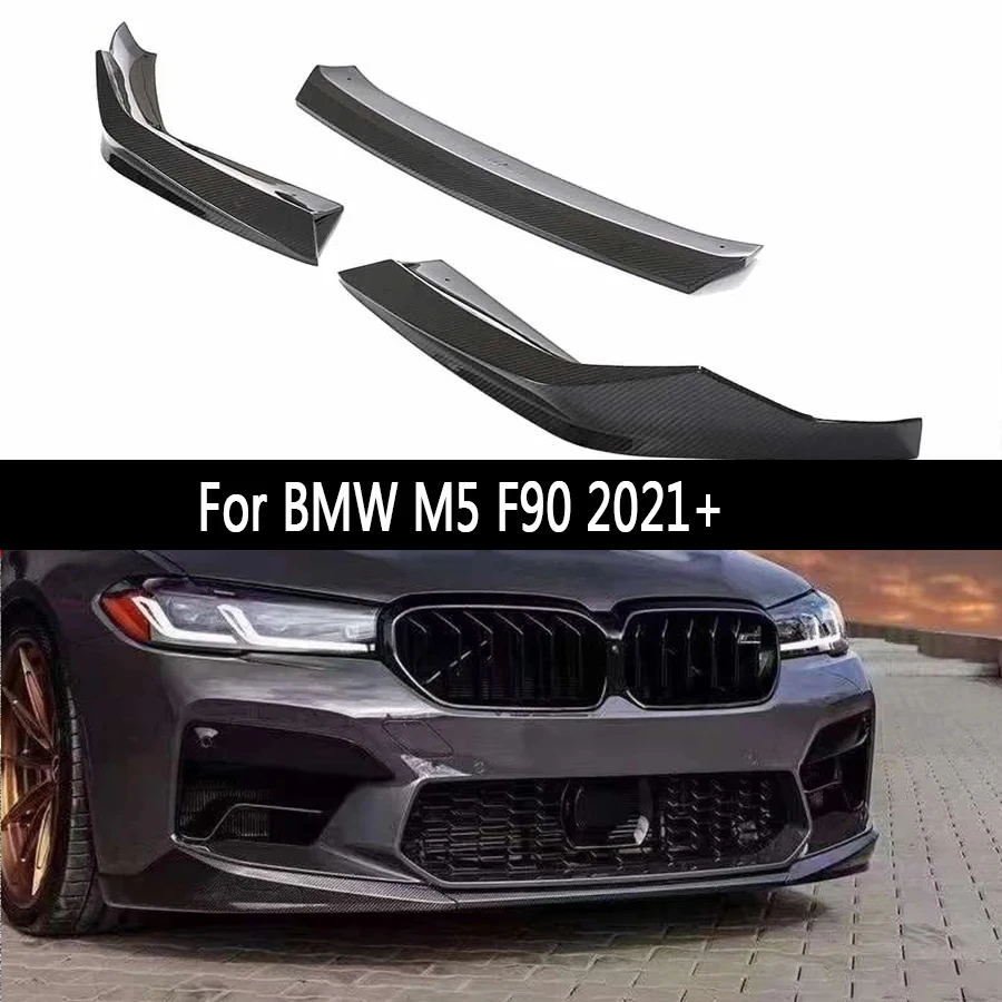 For BMW M5 F90 2021+ Carbon Fiber Front lip Car Front Bumper Diverter Spoiler Diffuser Front lip chin MP Style Upgrade body kit