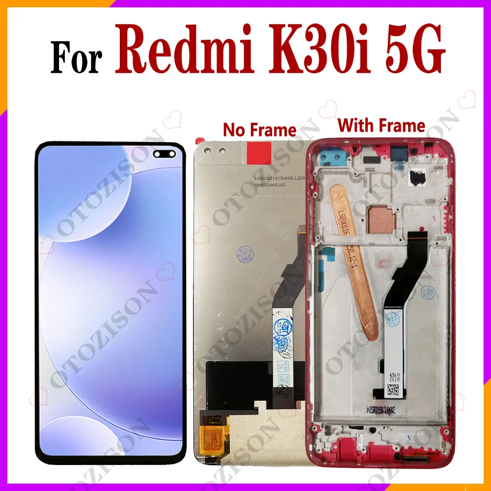 Для Xiaomi Redmi K30i 5G ЖК-дисплей с сенсорным экраном и рамкой, дигитайзер, сенсор в сборе, замена для Redmi K30i, детали ЖК-дисплея