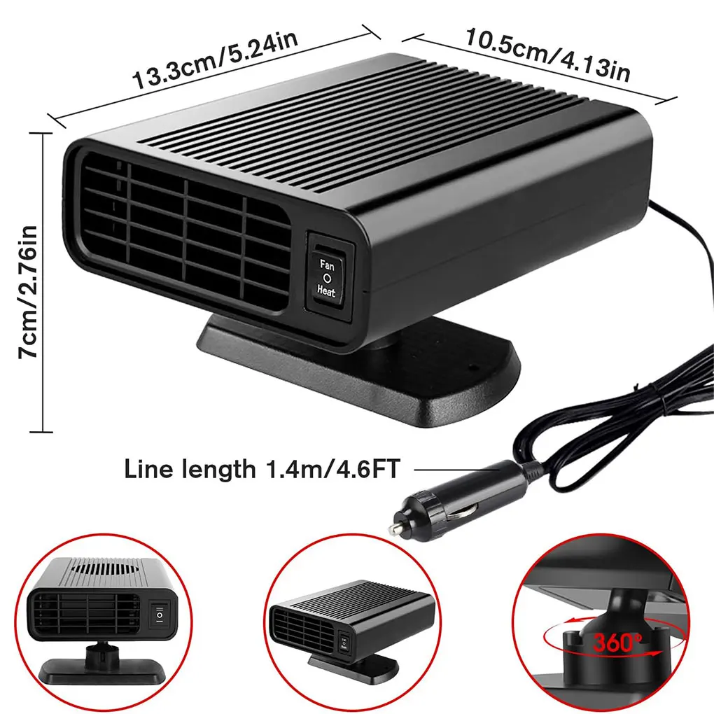 Calentador de coche, calentador eléctrico, ventilador de calefacción de invierno, secador eléctrico portátil, desempañamiento de parabrisas, descongelador, calor rápido de 12V