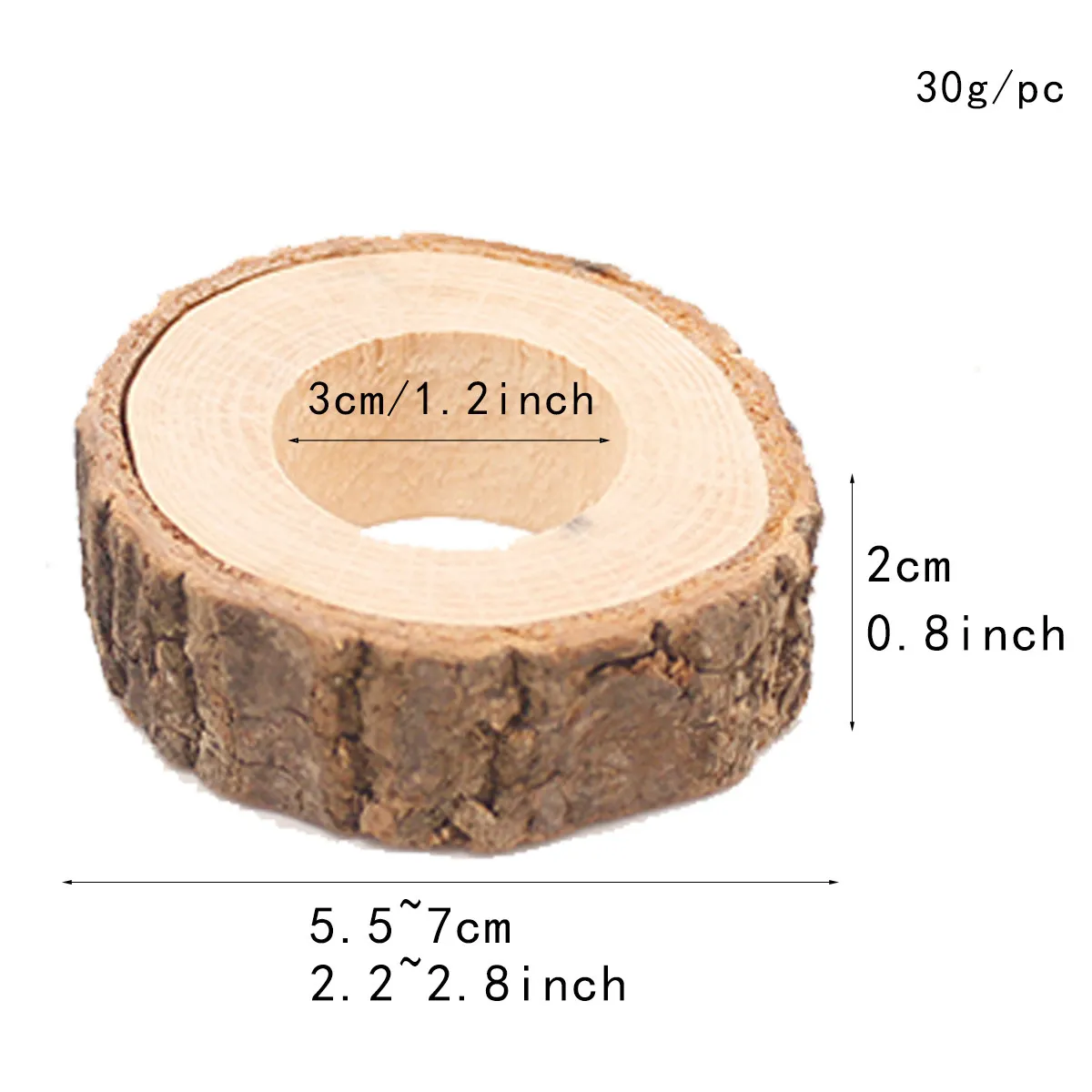 6Pcs Natural Wooden Napkin Rings 5.5-7Cm Outer 3Cm Inner Diameter Rustic Table Decor for Wedding Dinner Party Home Cafe Hotel