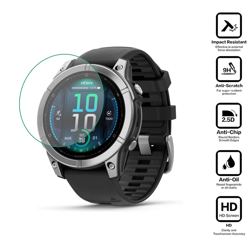 Hard Glass Protective Film Guard For Garmin Fenix 8/E 43mm 47mm 51mm Amoled/Solar Smart Watch Screen Protector Cover Accessories